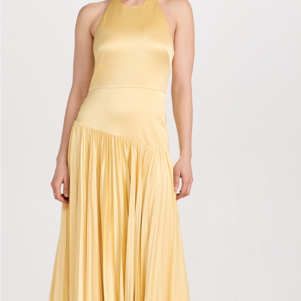 Elegant Yellow Halter Dress